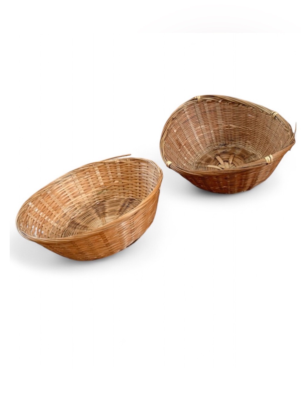 Vintage Woven Rattan Baskets - Natural Brown
